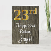 23e verjaardag: Elegant Faux Gold Look #, Faux Woo Kaart (Voorkant)