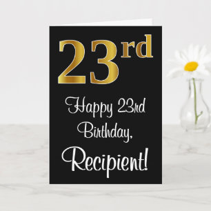 23e verjaardag ~ Elegant Luxe Faux Gold Look # Kaart