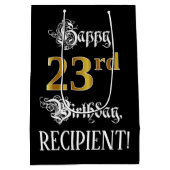 23e verjaardag ~ Fancy script; Faux Gold look; naa Medium Cadeauzakje (Achterkant)