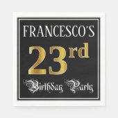 23e verjaardag — Fancy script, Faux Gold look Servet (Voorkant)