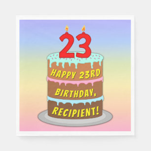 23e verjaardag: Fun Cake and Candles + Custom Name Servet