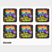 23e verjaardag: Fun Fireworks Kijk, regenboog # 23 Vierkante Sticker (Vel)