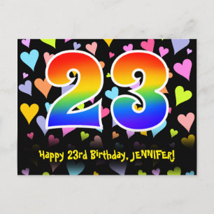 23e verjaardag: Fun Hearts-patroon, Regenboog 23 Briefkaart