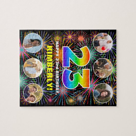 23e verjaardag: Fun Rainbow #, aangepaste naam + f Legpuzzel (Horizontaal)