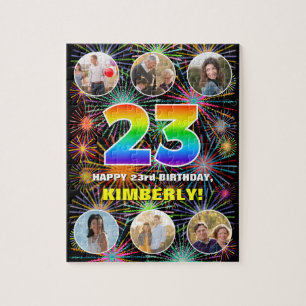 23e verjaardag: Fun Rainbow #, aangepaste naam + f Legpuzzel