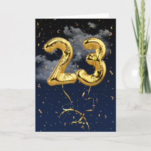 23e verjaardag Gold Mylar ballon en Confetti Card Kaart