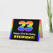 23e verjaardag: kleurrijke regenboog # 23, Naam va Kaart (Voorkant)