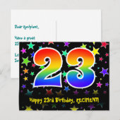 23e verjaardag: leuk sterrenpatroon, regenboog 23, briefkaart (Voorkant / Achterkant)