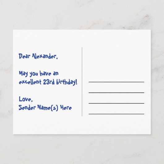 23e verjaardag – Leuke vuurwerkpatroon + Regenboog Briefkaart (Achterkant)