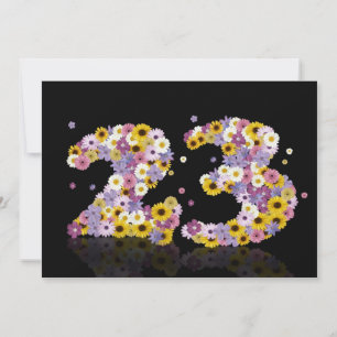 23e verjaardag, met bloembranen kaart