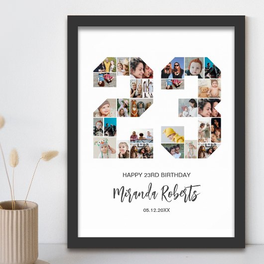 23e verjaardag nummer 23 aangepaste fotocollage poster