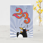 23e verjaardag - Penguin Surprise Kaart (Gele Bloem)