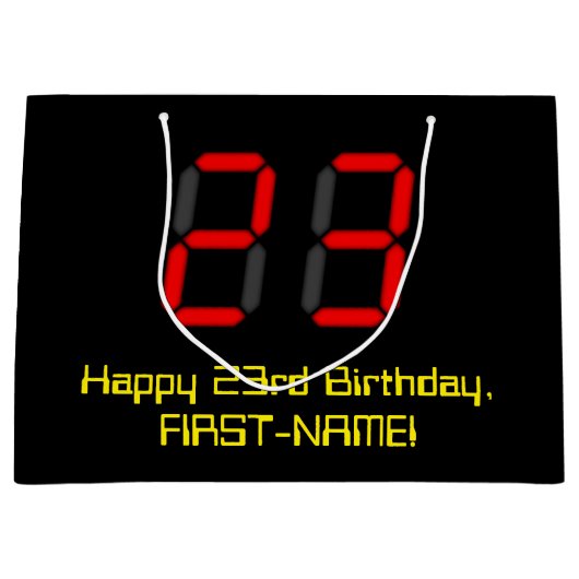 23e verjaardag: Red Digital Clock Style "23" + naa Groot Cadeauzakje (Voorkant)