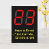 23e verjaardag: Red Digital Clock Style "23" + naa Kaart (Gele Bloem)