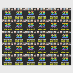 23e verjaardag: Regenboog "23"; Aangepaste foto's  Cadeaupapier