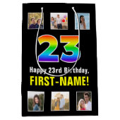 23e verjaardag: Regenboog "23", aangepaste foto's  Medium Cadeauzakje (Voorkant)