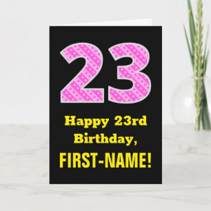 23e Verjaardag: Roze Strepen en Hartjes "23" + Naa Kaart