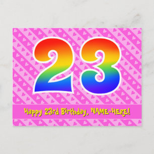23e verjaardag: Roze strepen & harten, Regenboog 2 Briefkaart