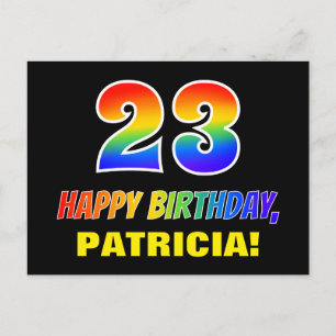 23e verjaardag: Vet, Vun, eenvoudig, regenboog 23 Briefkaart