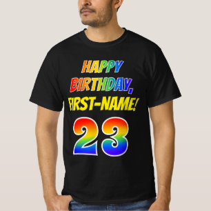 23e verjaardag — Vet, vun, regenboog 23, aangepa T-shirt