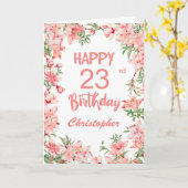 23e verjaardag Waterverf van roze peren Floral Kaart (Gele Bloem)