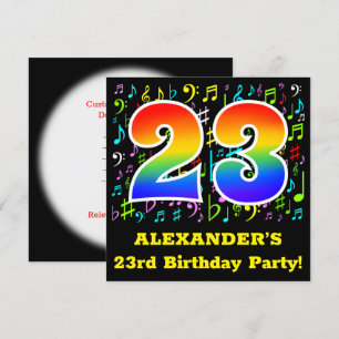 23e verjaardagsfeest: leuke muzieksymbolen, regenb kaart