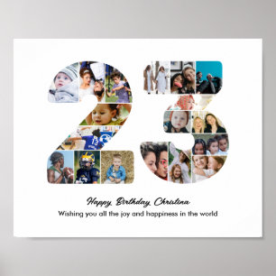 23e verjaardagsfeest Nummer 23 Fotocollage Poster