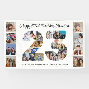 23e verjaardagsfeest Nummer 23 fotocollage Spandoek