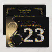 23ème, invitation d'anniversaire, diamant de (Devant / Derrière)