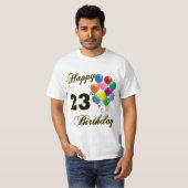 23ème T-shirt heureux de ballon d'anniversaire (Devant entier)