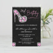 23rd birthday invitation Diamond Glam Pink Silver (Debout devant)