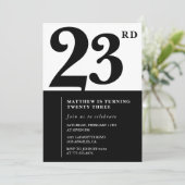 23rd birthday invitations Black and White Elegant (Debout devant)