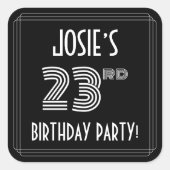 23rd Birthday Party: Art Deco Style & Custom Name Vierkante Sticker (Voorkant)