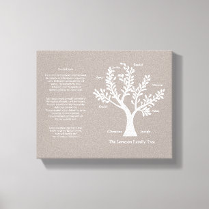 23rd Psalm Family Tree Canvas, Warm Grey Canvas Afdruk
