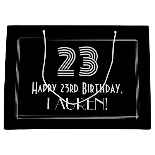 23ste verjaardag — Art Deco geïnspireerd look "23" Groot Cadeauzakje (Voorkant)