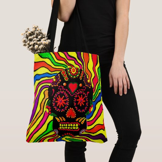 243 - Neon Skull - Canvas tas (Dichtbij)