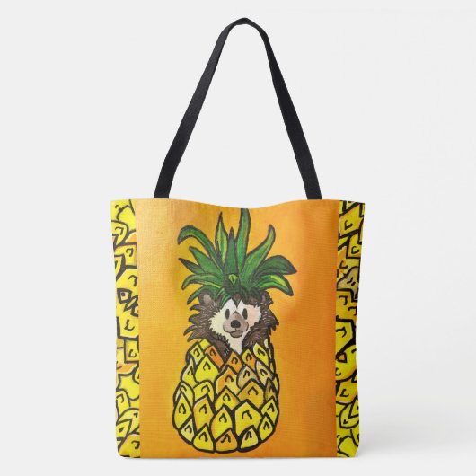 248 - Egel en ananas - Canvas tas (Achterkant)