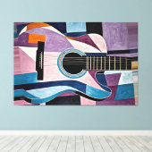 24_019, gitaar, abstract, kubisme, kunst canvas afdruk (Insitu (Houten vloer))