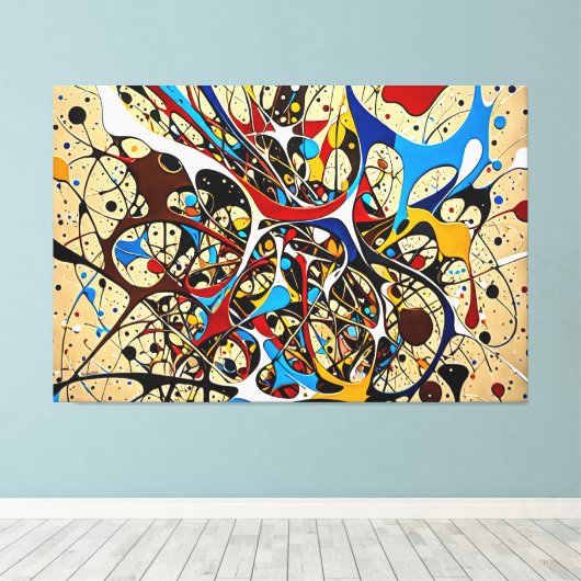24_024, Splatter Abstract Canvas Afdruk (Insitu (Houten vloer))