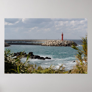 24×16 Jeju-do Zuid-Korea Vuurtoren Foto Afdruk Poster