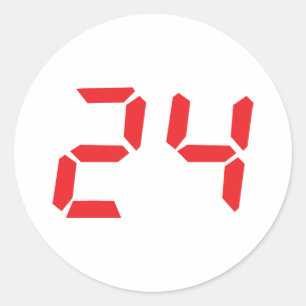 24 24 digitale wekker voor rood ronde sticker