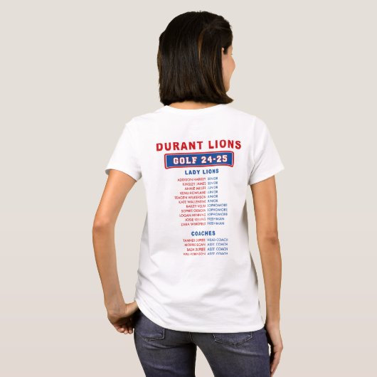 24-25 Durant Lions - GOLF - Lady Lions T-shirt (Achterkant volledig)
