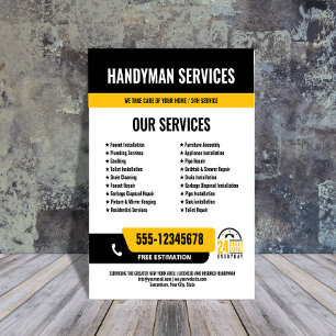 24/7 Handyman & Loodgieter Services ZWART GEEL Flyer