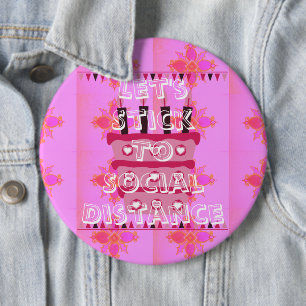 24/7 Happy Birthday Laten we op sociale afstanden  Ronde Button 6,0 Cm