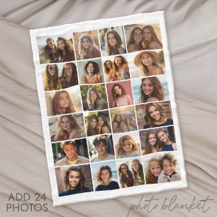 24 Alleen foto - Collage raster - Wit Fleece Deken