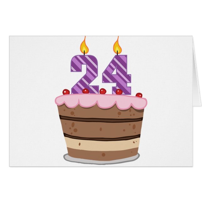 24 ans sur le gâteau d'anniversaire (Devant horizontal)