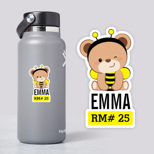 24 Bébé Ours Bee Costume École Sticker bouteille