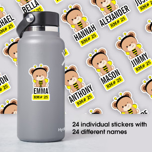 24 Bébé Ours Bee Costume École Sticker bouteille