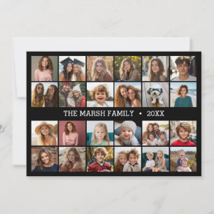 24 foto collage met familienaam datum - feestdagenkaart