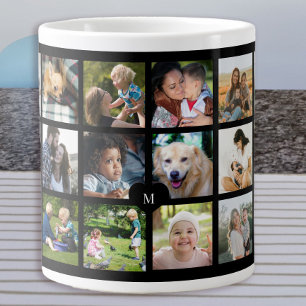 24 foto collage monogram gepersonaliseerd extra grote beker